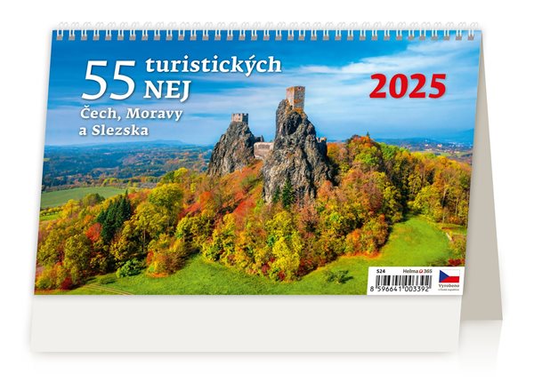 Kalendář stolní 2025 - 55 turistických nej Čech