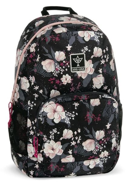 Studentský batoh Ars Una - Flowery Black AU14