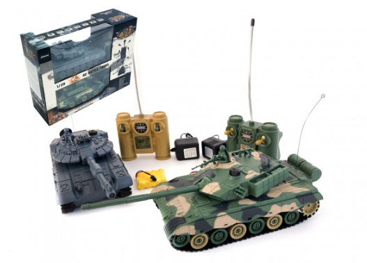 Tank RC 2 ks 33 cm + dobíjecí pack tanková bitva se zvukem se světlem