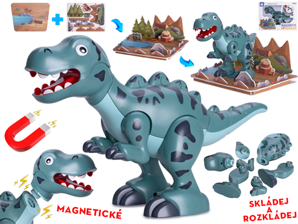 Dinosaurus T-Rex 28 cm magnetický s doplňky