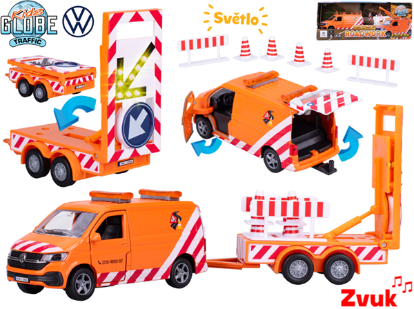 Kids Globe Traffic Volkswagen Transporter 27 cm kov zpětný chod s se světlem a zvukem