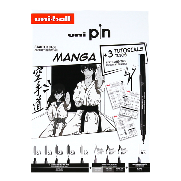 PIN sada Manga - dárkový box - 8 linerů + SHALAKU mikrotužka