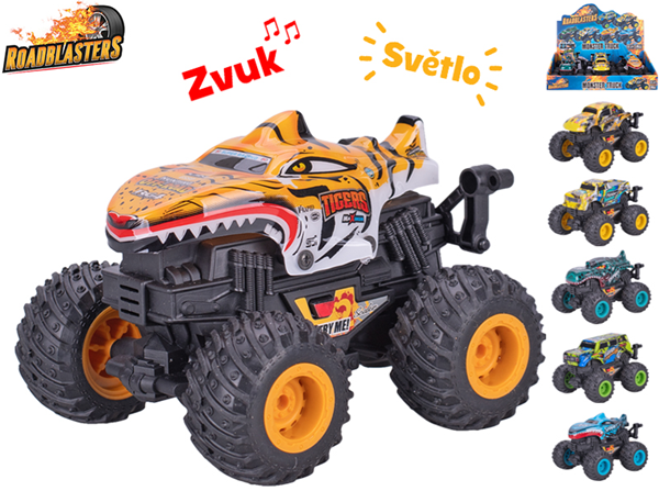 Roadblaster monster truck 12 cm na baterie na setrvačník se světlem a zvukem