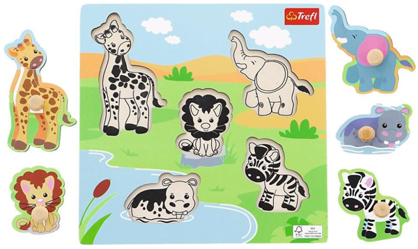 Vkládačka/ Puzzle deskové obrysové zvířátka safari